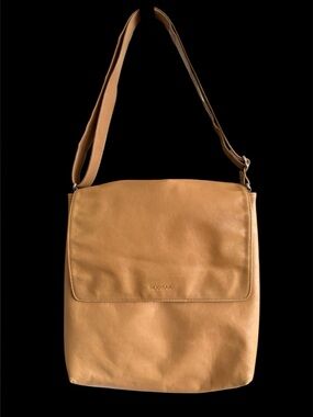 👜 RUDSAK Tan Leather Messenger/Crossbody Bag w/ Adjustable Shoulder Strap EUC